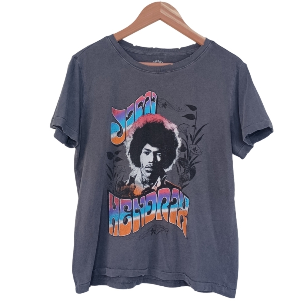 Authentic Jimi Hendrix Cuffed Short-Sleeve Boho Distressed Sz S T-Shirt